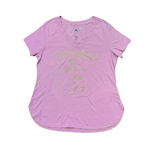 Disneyland Mickey Mouse Pink Gems Bling Short Sleeve T-Shirt Size:S Women